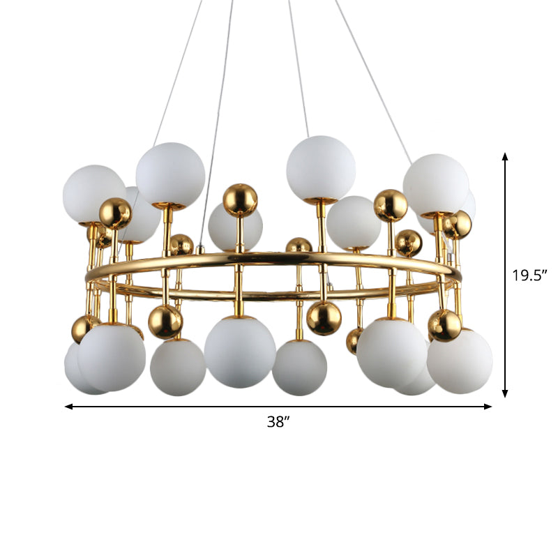 Gold Metallic Sphere Shade Suspension Light: Modern Hotel Villa Chandelier