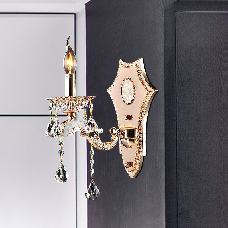 Vintage Style Crystal Clear Bare Bulb Sconce Light Fixture - Gold Finish Wall Mount Light