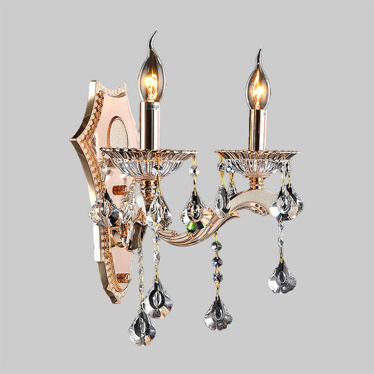 Vintage Style Crystal Clear Bare Bulb Sconce Light Fixture - Gold Finish Wall Mount Light