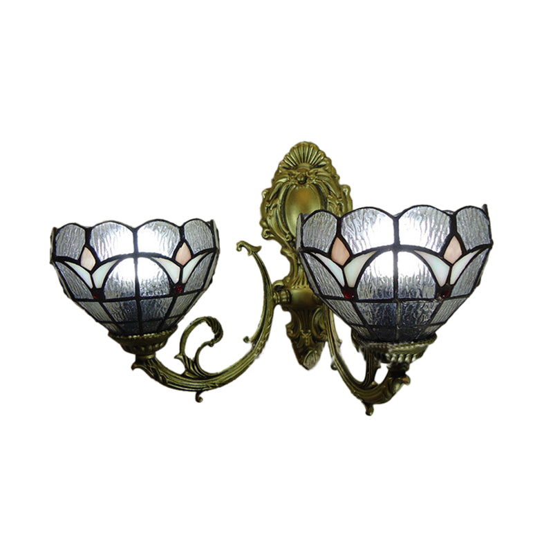 Tiffany Classic Art Glass Wall Sconce, 2-Bulb Clear Wall Lamp – Ideal for Front Door, Cafe, Restaurant