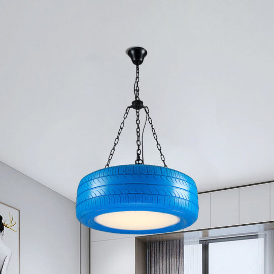 Industrial Rubber Chandelier with Hanging Chain for Bar – Creative and Unique Tire Design