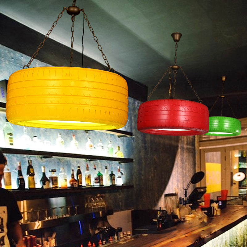 Industrial Rubber Chandelier with Hanging Chain for Bar – Creative and Unique Tire Design