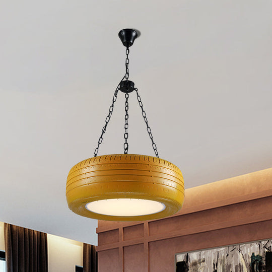 Industrial Rubber Chandelier with Hanging Chain for Bar – Creative and Unique Tire Design