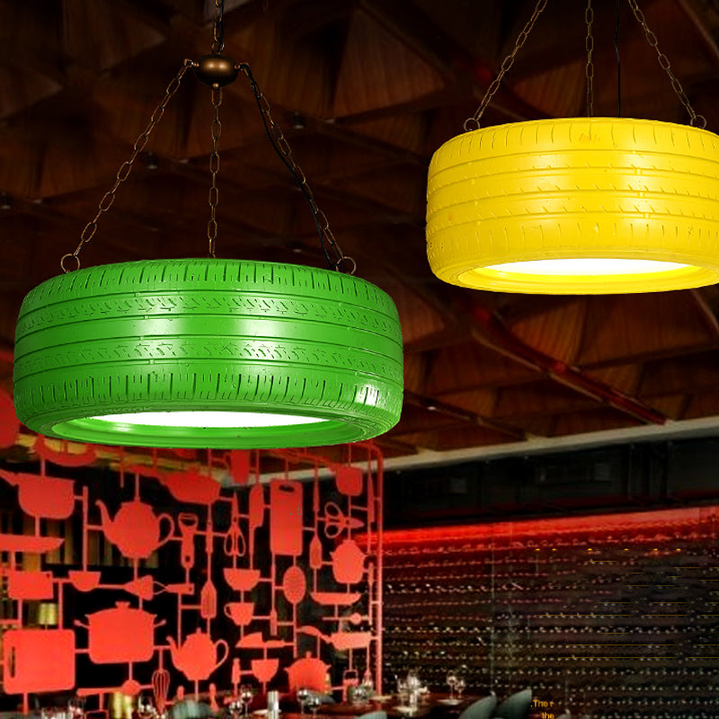 Industrial Rubber Chandelier with Hanging Chain for Bar – Creative and Unique Tire Design