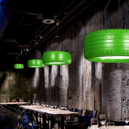 Industrial Rubber Chandelier with Hanging Chain for Bar – Creative and Unique Tire Design
