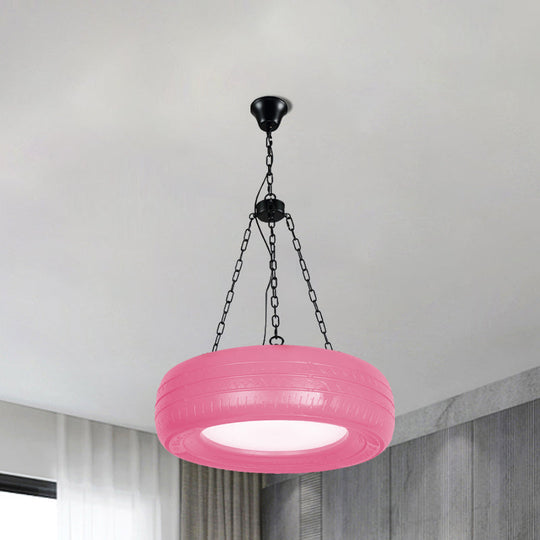 Industrial Rubber Chandelier with Hanging Chain for Bar – Creative and Unique Tire Design
