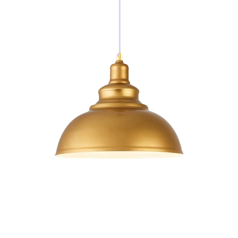 Mid-Century Gold Finish Metal Ceiling Pendant Light - 1 Head with Adjustable Cord - 3 Sizes