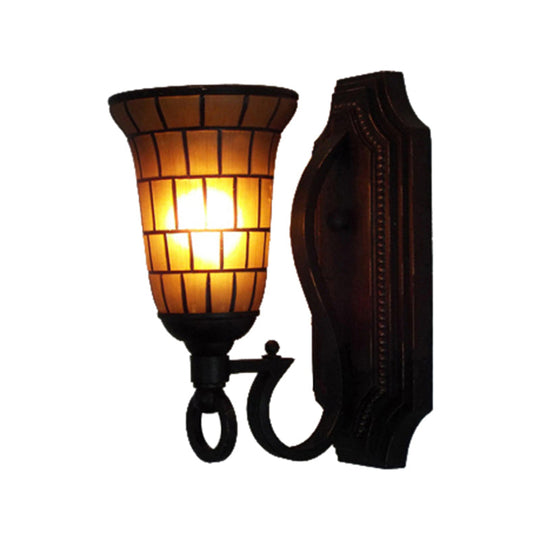 Yellow Retro Loft Glass Wall Light - Slim Bell Wall Sconce for Library Cafe