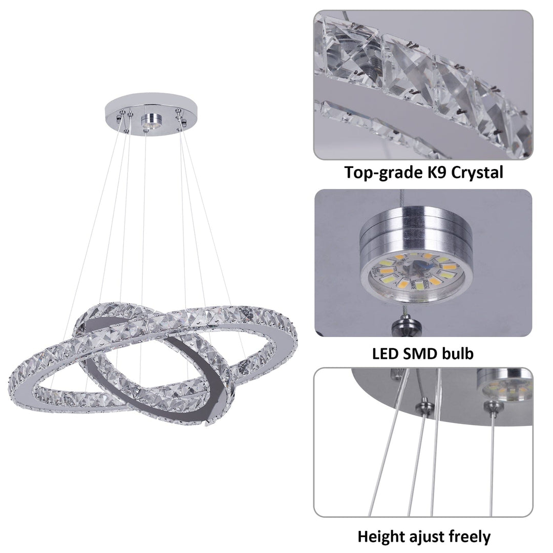 Emberly K9 Crystal Ring Pendant Light: Enhance Your Home with Timeless Brilliance