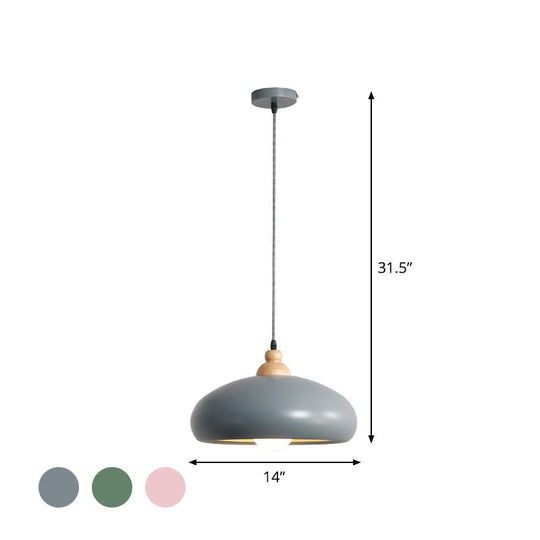 Macaron Grey/Pink/Green Pendant Light with Metal Bowl Shade for Dining Room