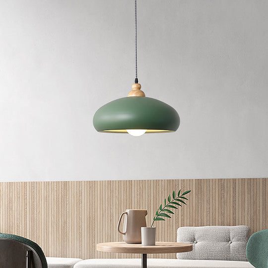 Macaron Grey/Pink/Green Pendant Light with Metal Bowl Shade for Dining Room