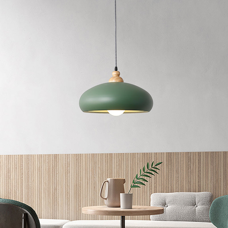 Macaron Grey/Pink/Green Pendant Light with Metal Bowl Shade for Dining Room
