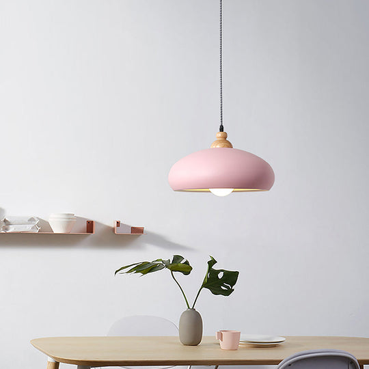 Macaron Grey/Pink/Green Pendant Light with Metal Bowl Shade for Dining Room