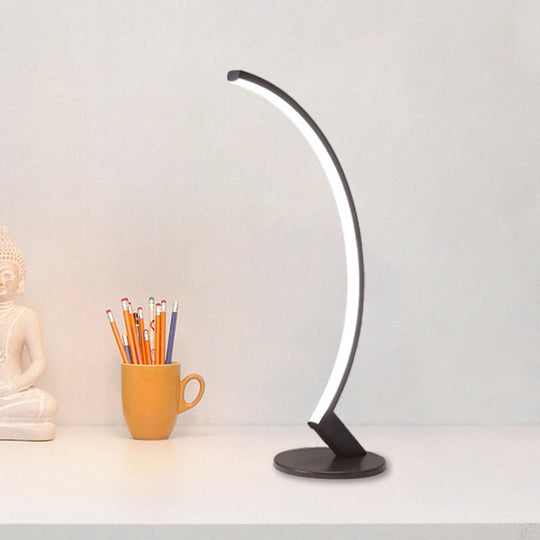 Modern Arc Metal LED Night Table Lamp for Bedside with Warm/White Light - White/Coffee