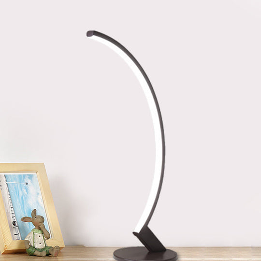 Modern Arc Metal LED Night Table Lamp for Bedside with Warm/White Light - White/Coffee