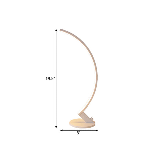 Modern Arc Metal LED Night Table Lamp for Bedside with Warm/White Light - White/Coffee