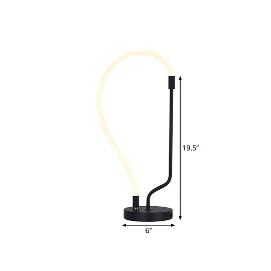- Black LED Bedside Desk Lighting Modernist Black Nightstand Light with Gooseneck Plastic Shade