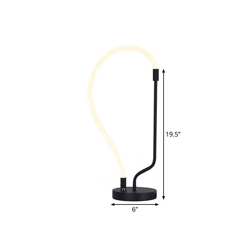- Black LED Bedside Desk Lighting Modernist Black Nightstand Light with Gooseneck Plastic Shade