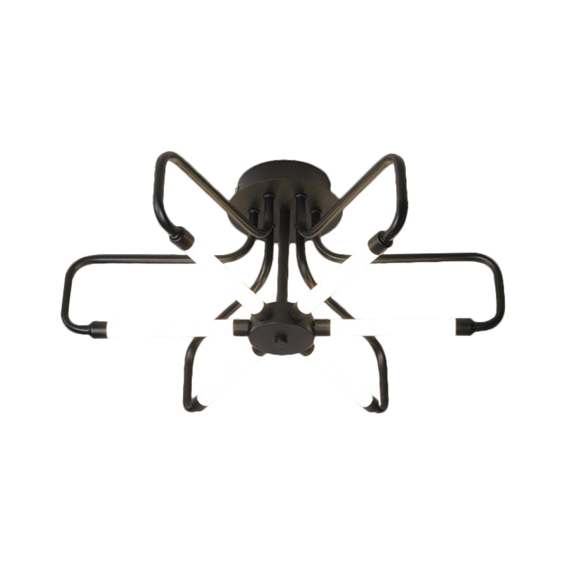 Modern Black/Gold LED Floral Frame Ceiling Lamp in Warm/White Light, 24.5"/39" Wide