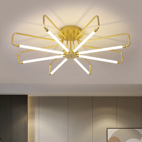Modern Black/Gold LED Floral Frame Ceiling Lamp in Warm/White Light, 24.5"/39" Wide