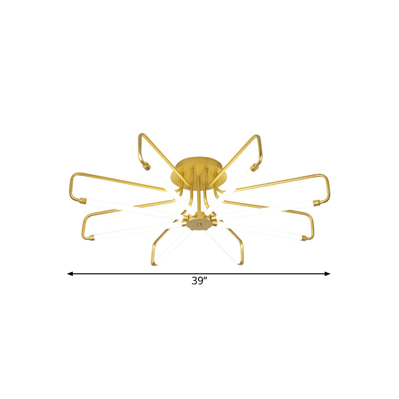 Modern Black/Gold LED Floral Frame Ceiling Lamp in Warm/White Light, 24.5"/39" Wide