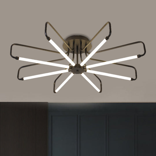Modern Black/Gold LED Floral Frame Ceiling Lamp in Warm/White Light, 24.5"/39" Wide
