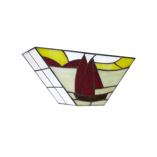 Sailboat Stained Glass Nautical Wall Sconce - Trapezoid Wall Mount Light for Outdoor Use"

With this revised title, we have reorganized the keywords to enhance SEO while maintaining a concise length.