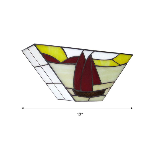Sailboat Stained Glass Nautical Wall Sconce - Trapezoid Wall Mount Light for Outdoor Use"

With this revised title, we have reorganized the keywords to enhance SEO while maintaining a concise length.