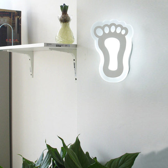 Modern White Acrylic LED Wall Lamp for Stairs - Flat Cartoon Shape, Stylish Design