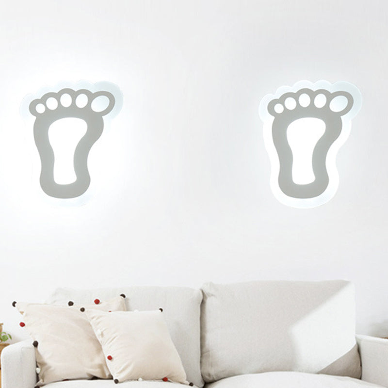Modern White Acrylic LED Wall Lamp for Stairs - Flat Cartoon Shape, Stylish Design