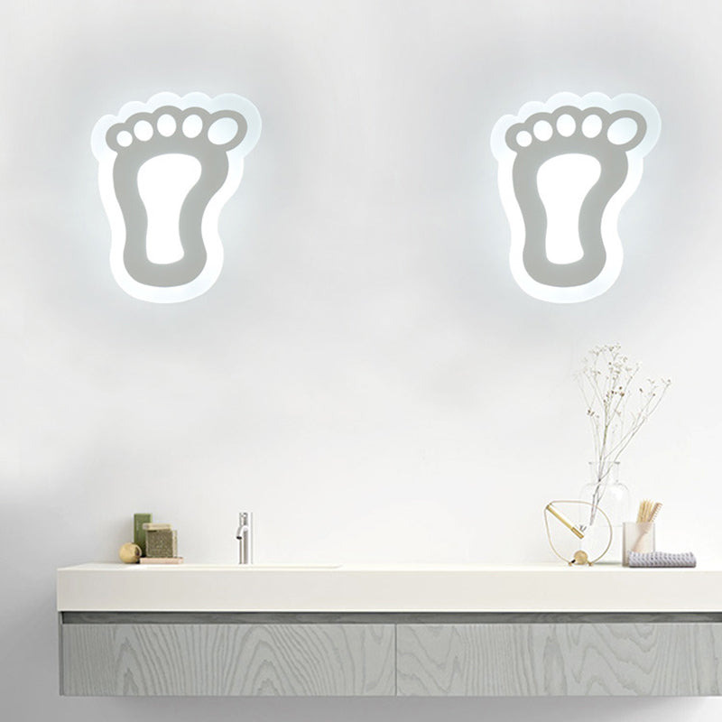 Modern White Acrylic LED Wall Lamp for Stairs - Flat Cartoon Shape, Stylish Design