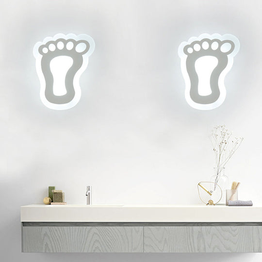 Modern White Acrylic LED Wall Lamp for Stairs - Flat Cartoon Shape, Stylish Design