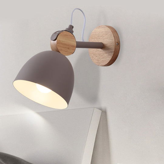 Adjustable Nordic Style Metal Dome Wall Sconce with 1 Light - Perfect for Living Rooms