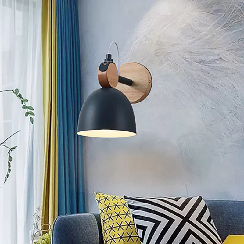 Adjustable Nordic Style Metal Dome Wall Sconce with 1 Light - Perfect for Living Rooms