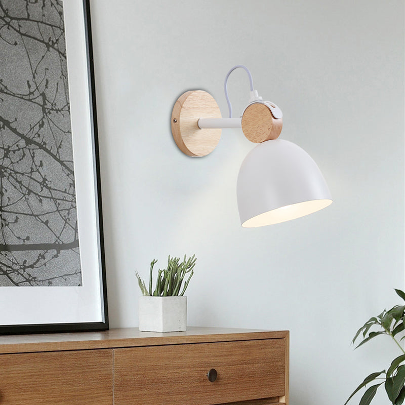 Adjustable Nordic Style Metal Dome Wall Sconce with 1 Light - Perfect for Living Rooms