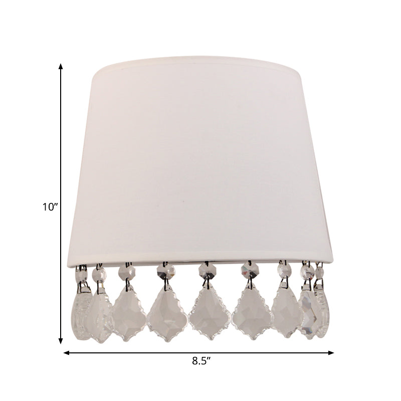 Stylish Crystal White Wall Lamp for Bedside - Modern Half-Drum Wall Light