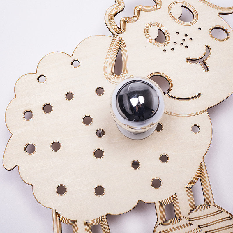 Beige Metal Sheep Wall Sconce for Kids' Bedroom and Kindergarten - 1 Head Wall Light