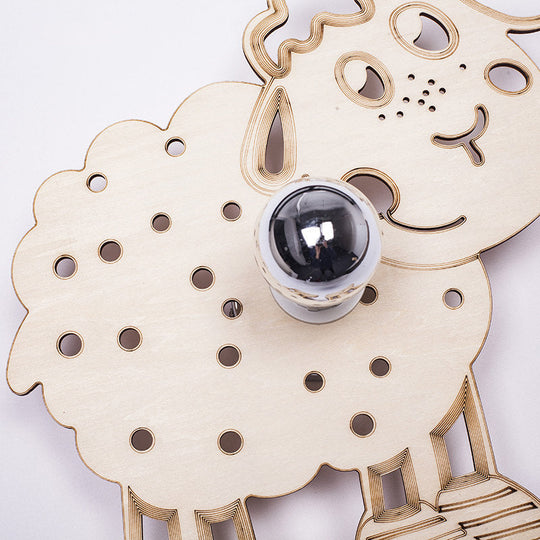 Beige Metal Sheep Wall Sconce for Kids' Bedroom and Kindergarten - 1 Head Wall Light