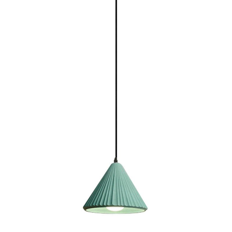 Modern Cement Cone Pendant Lamp for Office Kitchen - One Light Fluted Ceiling Pendant