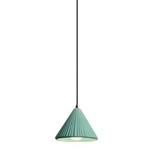 Modern Cement Cone Pendant Lamp for Office Kitchen - One Light Fluted Ceiling Pendant