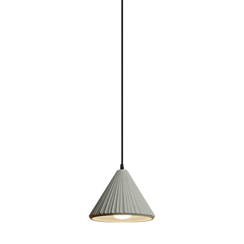 Modern Cement Cone Pendant Lamp for Office Kitchen - One Light Fluted Ceiling Pendant