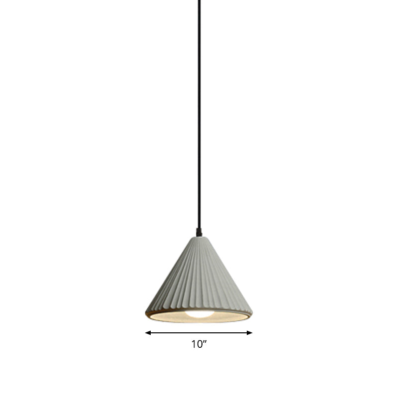Modern Cement Cone Pendant Lamp for Office Kitchen - One Light Fluted Ceiling Pendant