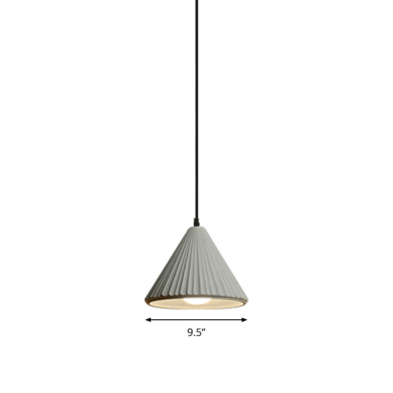 Modern Cement Cone Pendant Lamp for Office Kitchen - One Light Fluted Ceiling Pendant