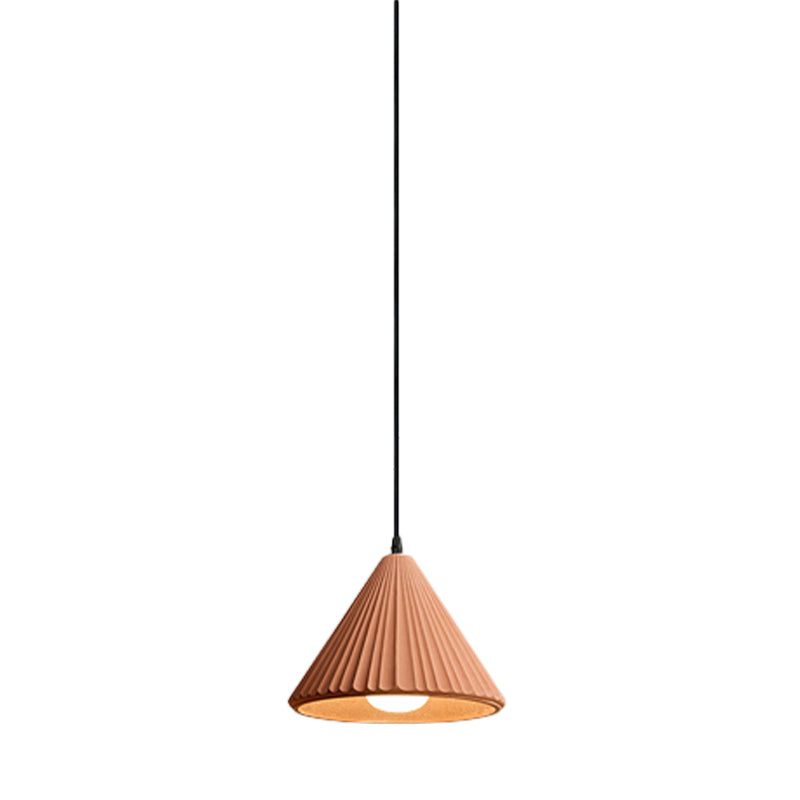 Modern Cement Cone Pendant Lamp for Office Kitchen - One Light Fluted Ceiling Pendant