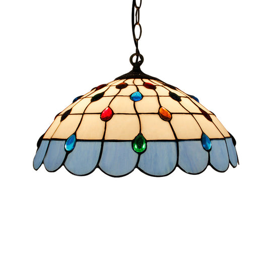 Tiffany Hand Rolled Art Glass Ceiling Light - Single Dome Pendant for Bedroom in Pink/Light Blue/Green