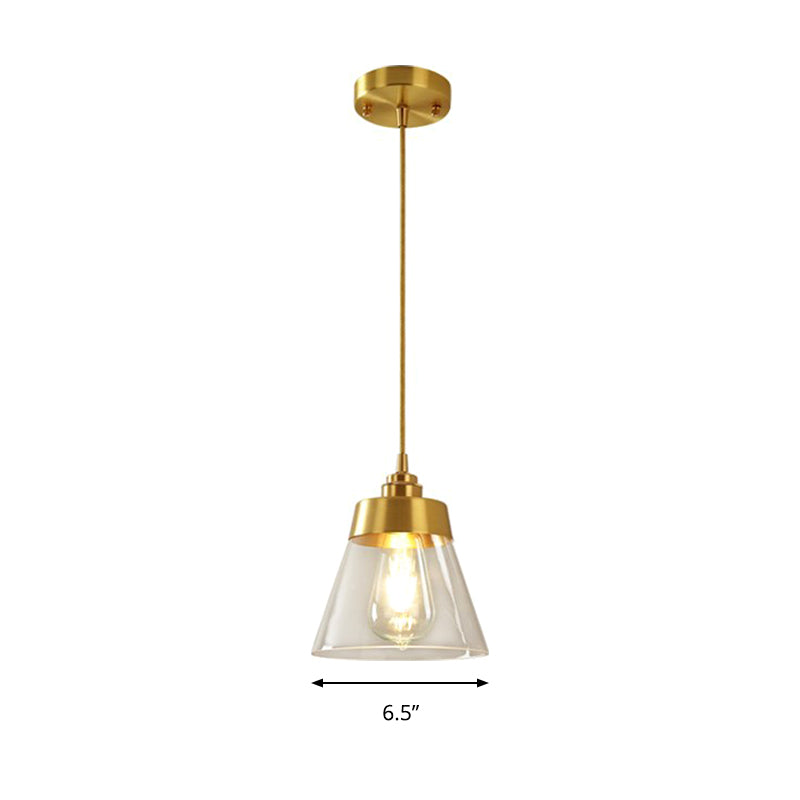 Trendy Trapezoid Glass Pendant Lamp for Cafe - Modern One-Light Shade Hanging Fixture