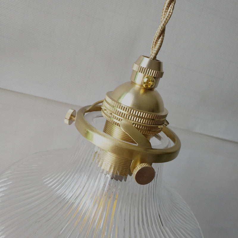 Modern Brass Pendant Lamp with Fluted Glass Shade - Perfect for Kitchen