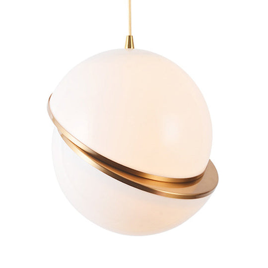 Frosted Glass Pendant Lamp in White – Contemporary 2-Hemisphere Design – Ideal for Restaurants
