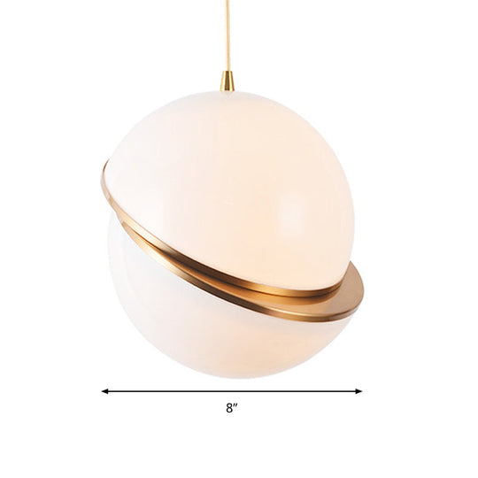 Frosted Glass Pendant Lamp in White – Contemporary 2-Hemisphere Design – Ideal for Restaurants