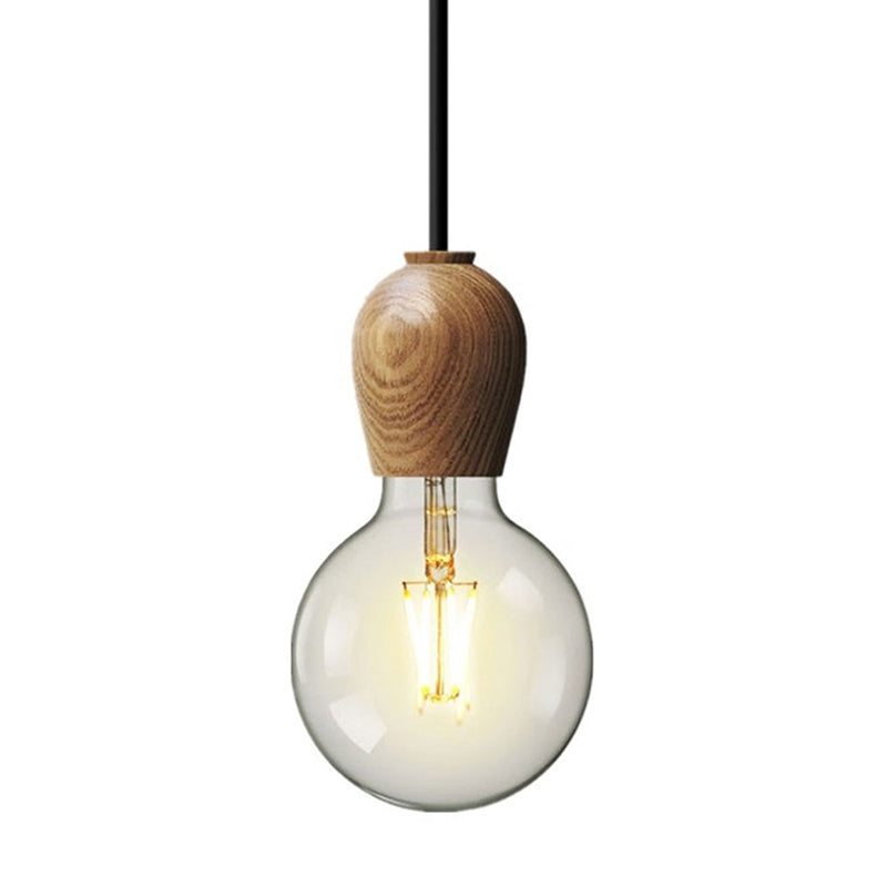 Suspended Minimalist Wooden Pendant Lamp with Beige Finish - Ideal for Kitchen and Bedroom Lighting